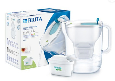 BRITA Style XL 3.6L Water Filter Pitcher + 5  Filters   Blue / FedEx