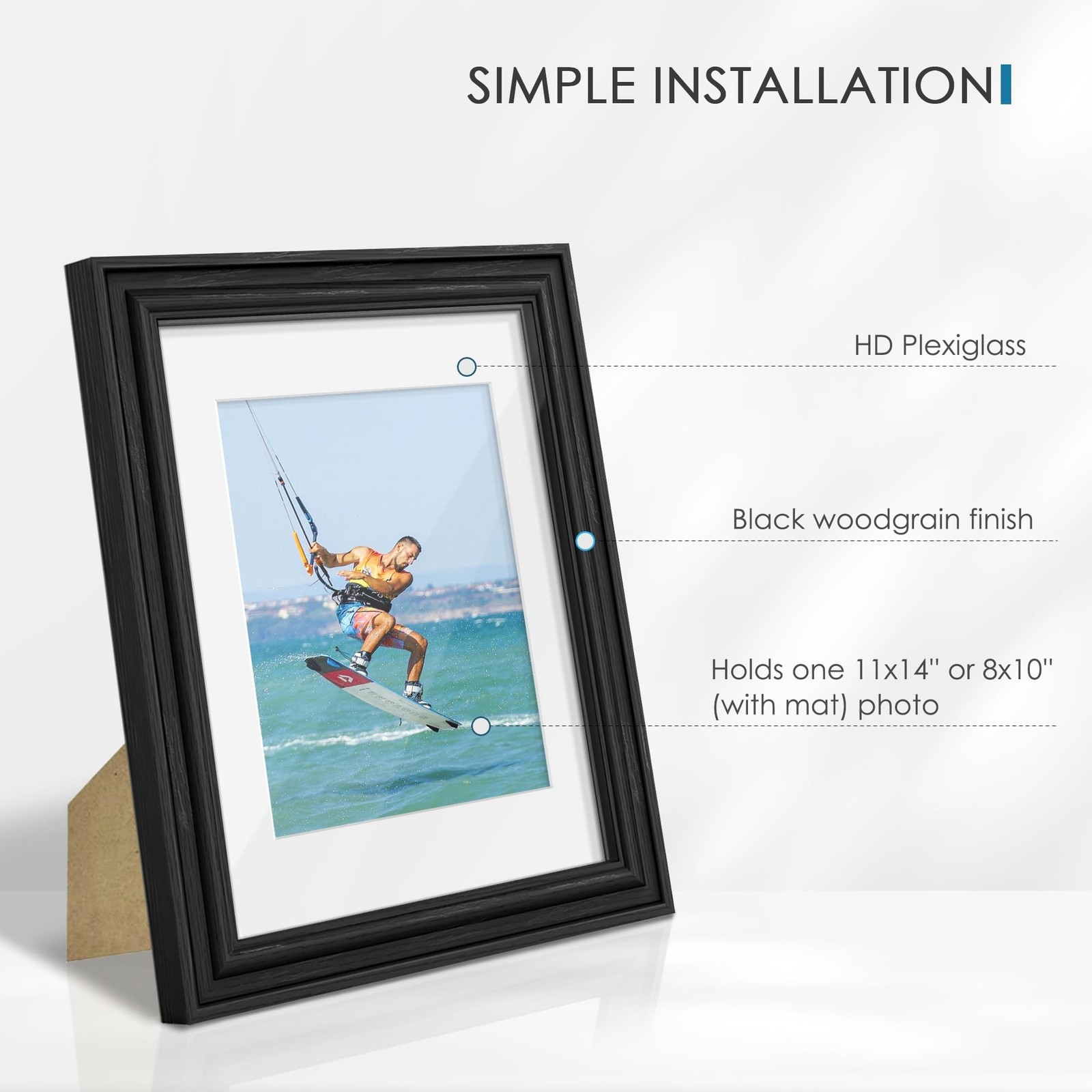 PEALSN 11x14 Picture Frame Set of 6, Display Pictures 8 x 10 with Mat or 11 x...