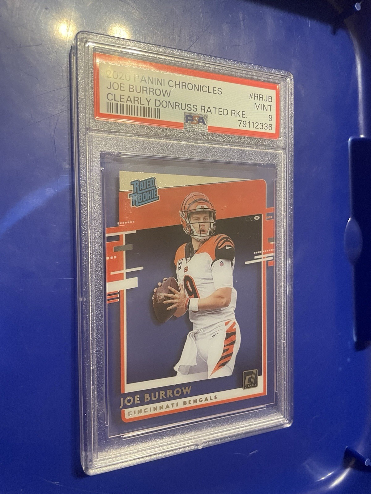 2020 Panini Chronicles Clearly Donruss Rated Rookie Joe Burrow RC Mint PSA 9 view 5