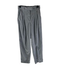 H M Gray Pleated High-Waisted Ankle Cropped Trousers Womens Size 2