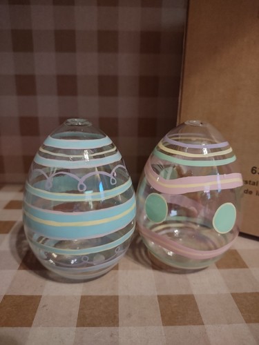 Princess House Crystal Oil Lamps EASTER EGGS #6350 New in Box - Picture 3 of 6