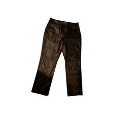 TOMMY HILFIGER VINTAGE sz 14 Black 100 Leather 2001 Straight Leg Pants