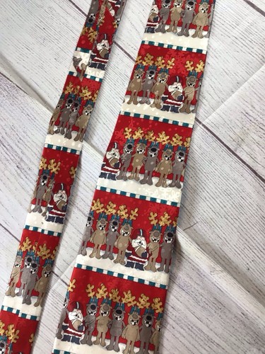 American Greetings Silk Tie Santa and Reindoor Football Christmas Red 58" Y2K - Picture 3 of 8