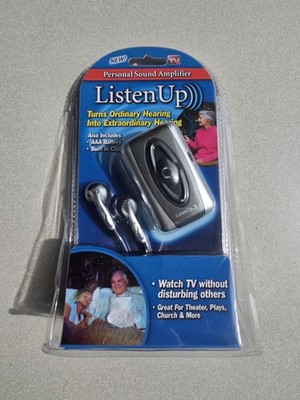 Listen Up Personal Sound Amplifier With Ear Buds As Seen On TV Factory Sealed