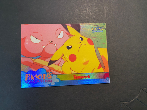 POKEMON 1999 TOPPS MOVIE ANIMATION EDITION TEAMWORK FOIL BLUE LOGO 54 - Picture 1 of 2