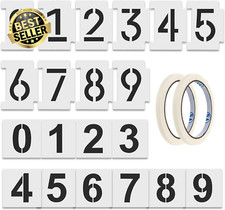 22 PCS Curb Number Painting Kit Reusable 4 Inch Plastic Stencils with Tape
