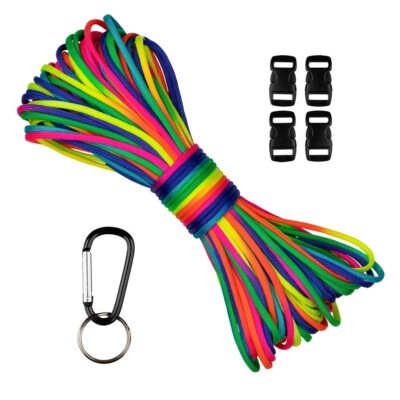 100 Feet | Rainbow 550 Type III Paracord | Crafting Kits | Pastel and Neon Hanks
