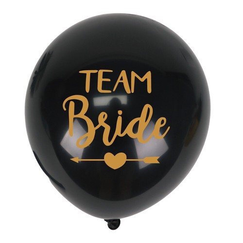 x10 Team Bride Black Gold Hen Party Balloons Latex Decoration Bride to Be UK - Picture 2 of 4