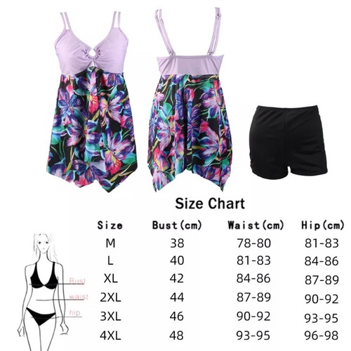 2PCS Ladies Tankini Swimsuit Set Swim Dress Boyshorts Swimwear Swimming Costume - Picture 2 of 17