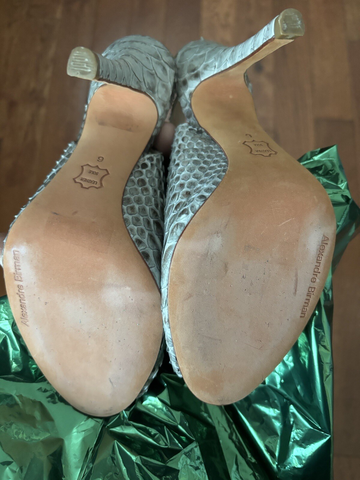 Alexandre Birman Heels Python Snakeskin Laced Ope… - image 8