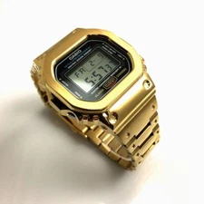 Casio Metal G-Shock DW5600 Mod Gold PVD Steel Bezel Bracelet 5600 Full Custom