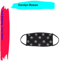 Carolyn Rowan Cotton with Crystal Stars Washable Face Cover, Black 