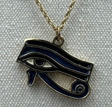 Eye Of Horus Enamel Gold Rope Chain Necklace Egyptian