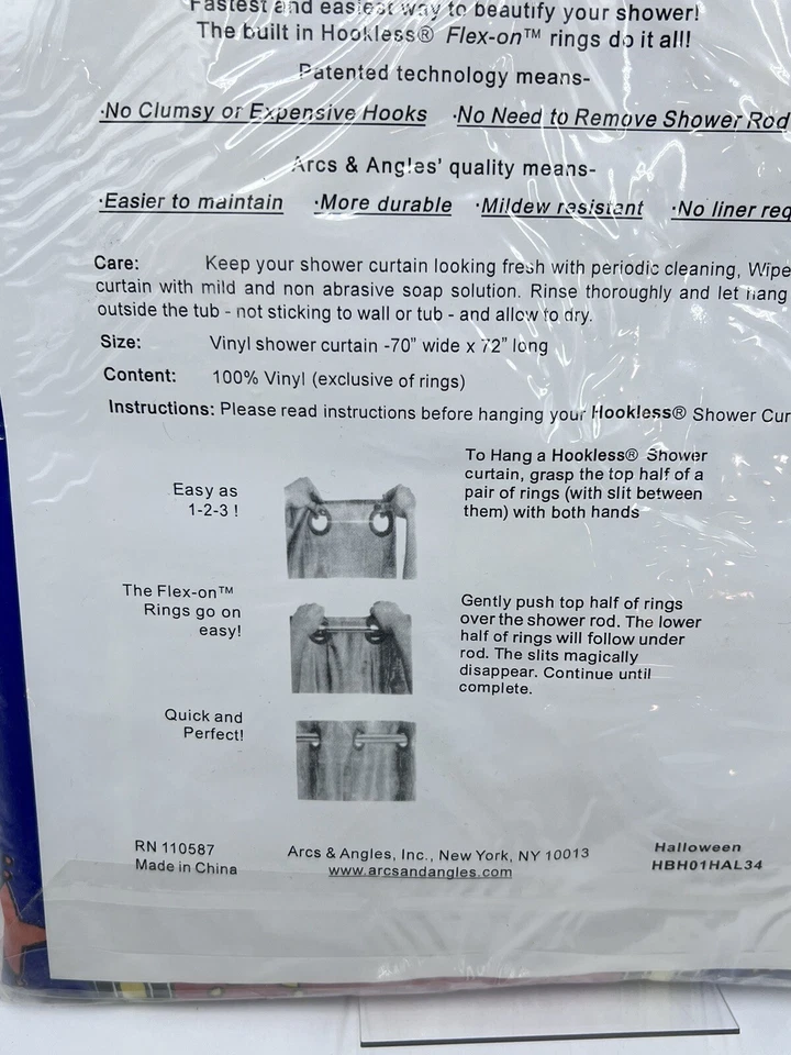 Виниловая занавеска для душа без крючка ночное небо летучие мыши и звезды.       J3 - Изображение 4 из 4