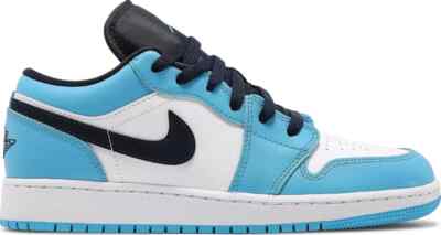 Size 7y - Jordan 1 Low UNC 2021 Black/University Blue/White