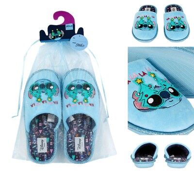 Disney Ladies Slippers Lilo & Stitch Slippers Christmas In Gift Bag