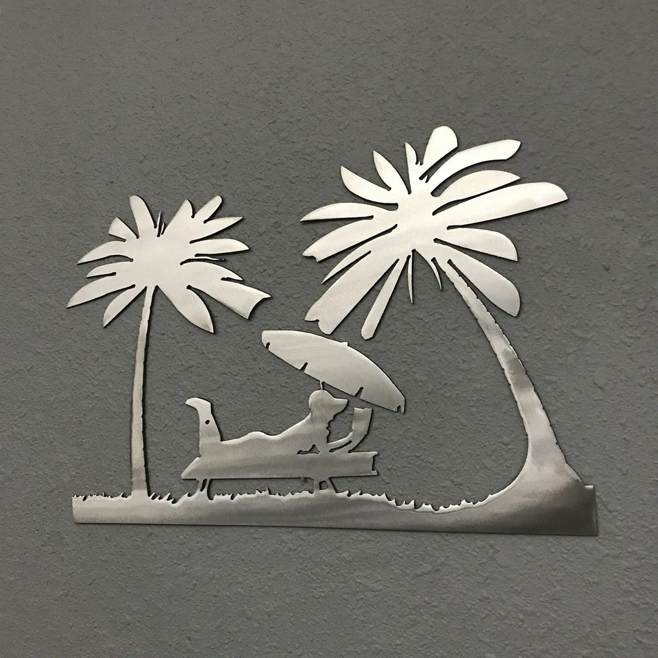 Arte de pared de metal para niña escena de playa Skilwerx colores 14 x 9 océano náutico marino Foto 2 de 4