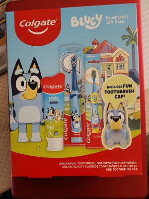 Colgate Bluey Brushtastic Gift Pack Ex 6/2025 Manual and Electric Toothbrush.