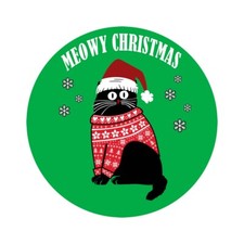 Merry Christmas cat Iron on Screen Print Transfers for Fabrics cat lover