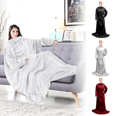 Flauschig Kuscheldecke Winter Warm TV Decke mit Ärmeln und Taschen, Geschenk