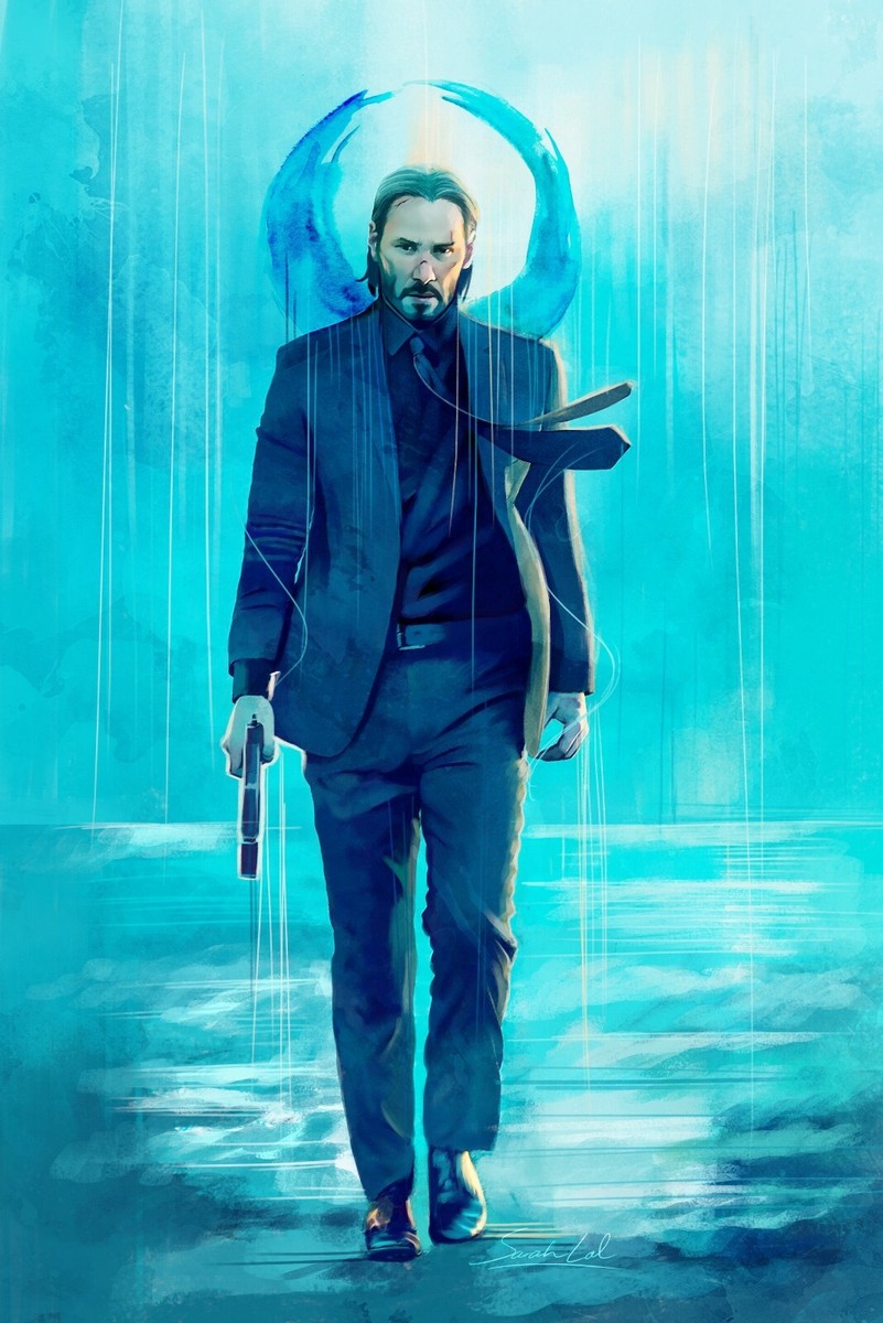 John Wick Art Poster | Framed | Movie Painting | Keanu