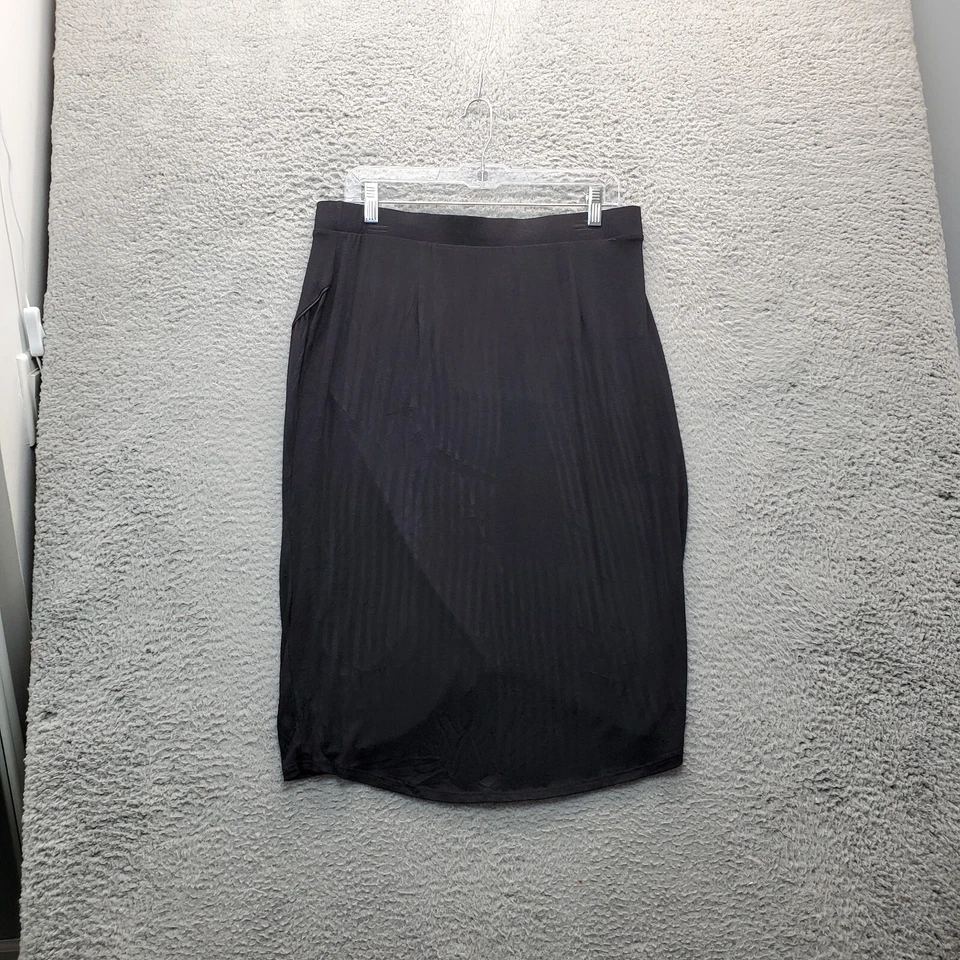 Lane Bryant A Line Skirt Women's 14/16 Black Rayon Pleated Elastic Waist Pull On - Image 2 of 4
