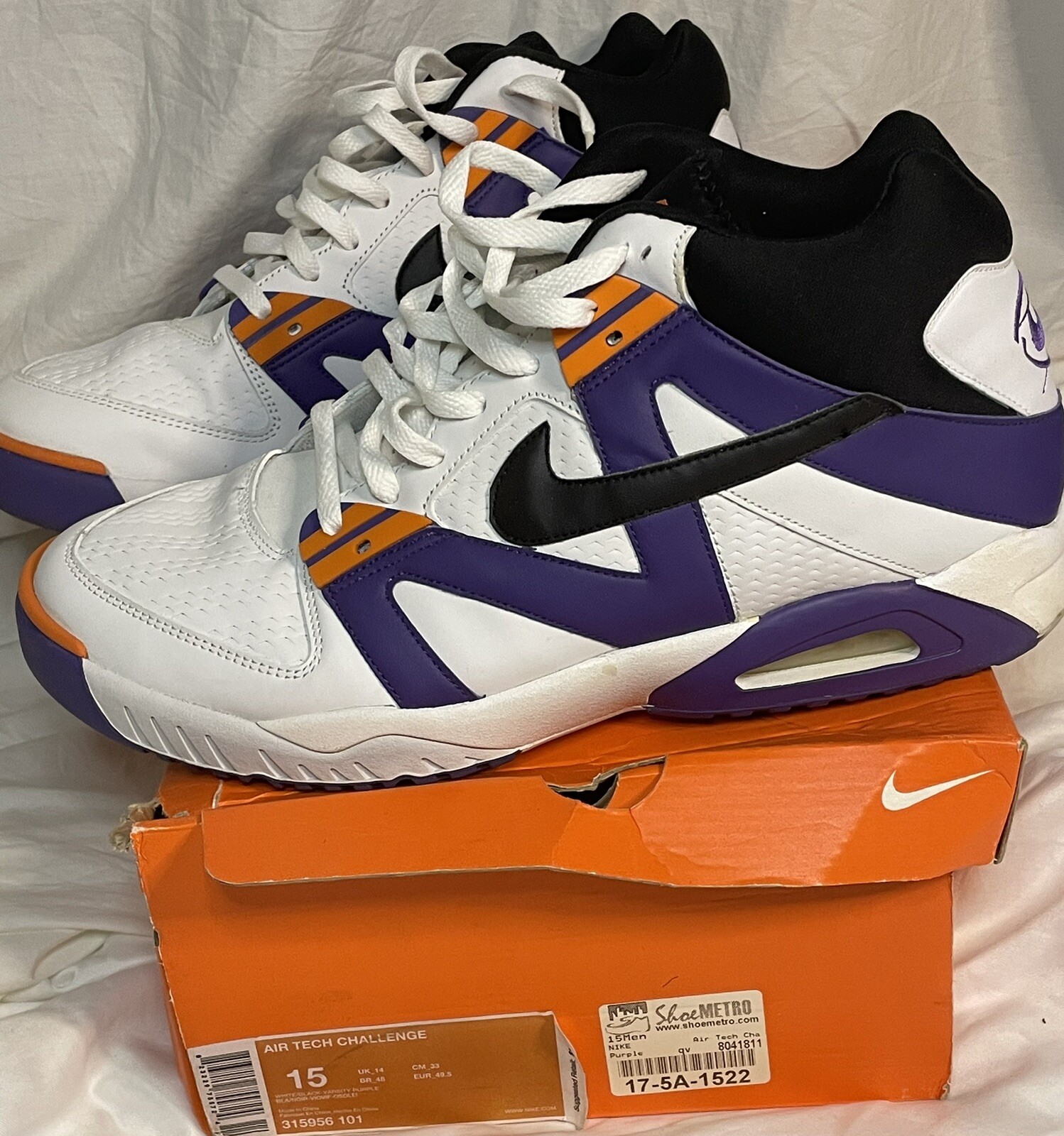 Size 15 - Nike Air Tech Challenge Agassi 2007 White/black/varsity Purple |  eBay