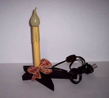 Vintage Primitive Folk Art Vermont Bobbin Wood VBC Wood Lamp Light Candle