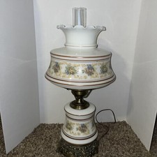   Abigail Adams Painted Glass Hurricane Lamp Night Light Finish Antique Brass 