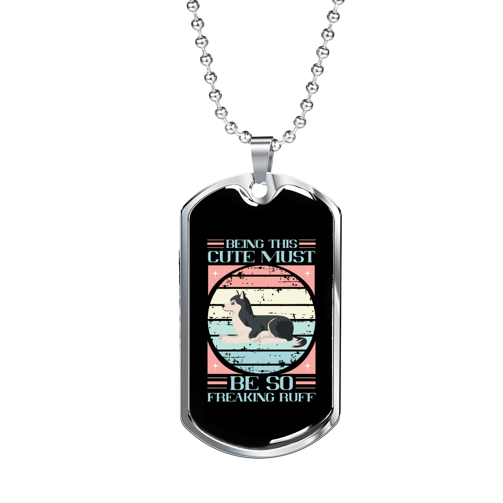 Being This Cute Retro Necklace Stainless Steel or 18k Gold Dog Tag 24