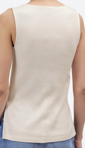 madewell Women’s MED or LG Sleeveless Boatneck side-slit Tee tank IVORY NWT $42 - Picture 4 of 4