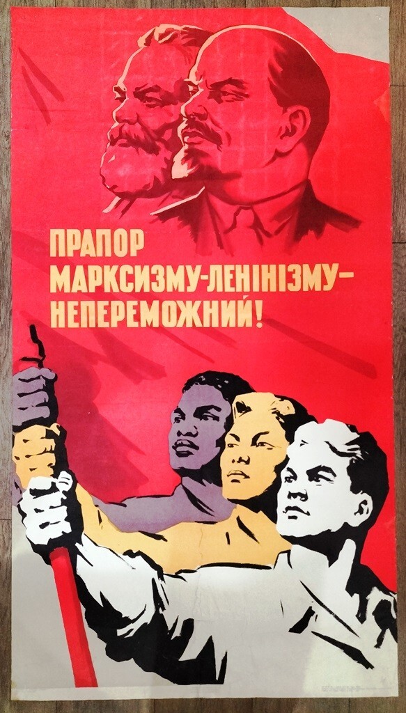 Poster original 1959. Very large. 118x65 centimeters. Marx.Lenin