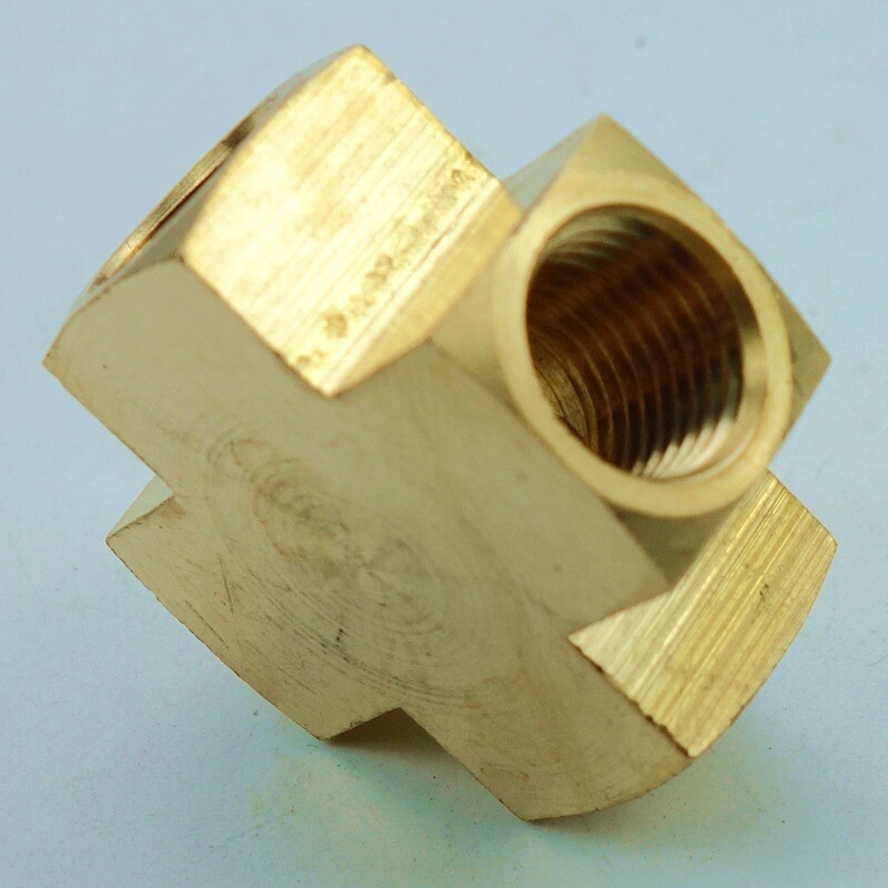 1Piece Brass Pipe Fitting 4 Way Female Cross 1/4 NPT Female for Air Fuel Water