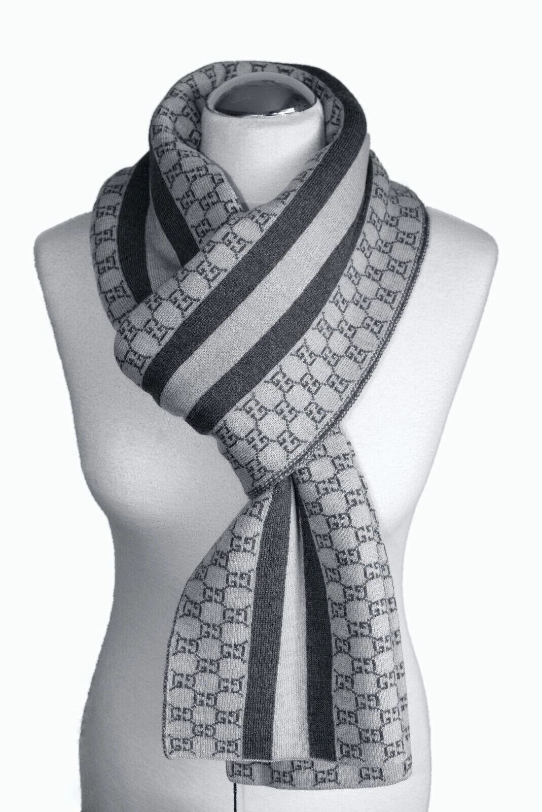 Écharpe GUCCI hommes femmes 100 % laine grise écharpe châle écharpe neuve