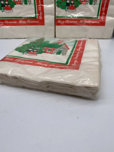 Lot of 3 Vintage Christmas Luncheon Napkins 1980s Party Maid American Greetings - Picture 3 of 5