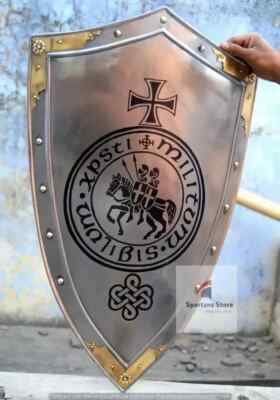 24'' Medieval Shield Steel Warrior Knight Battle Armor Templar Shield HTS04