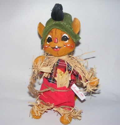 Annalee doll 2004 Harvest 10'' SCARECROW MOUSE  with CROW on hat Thanksgiving