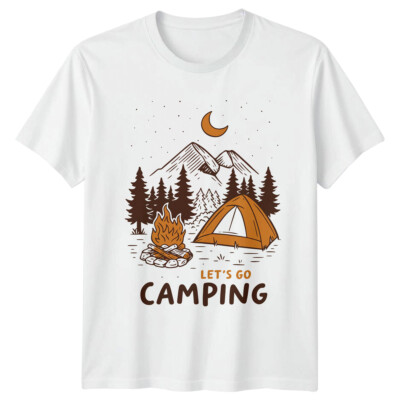 Lets Go Camping Mountain Scene Herren T-Shirt Damen Tee Grafik Unisex Top