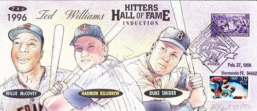 Raro 3 HOF Autos Willie McCOVEY Harmon KILLEBREW Duke SNIDER + display FDC PSA JS - Foto 3 di 9