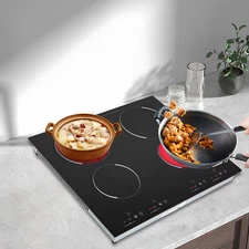 24 inch Electric Cooktop Ceramic Glass Stove Top 4 Burners Drop-in Touch Control