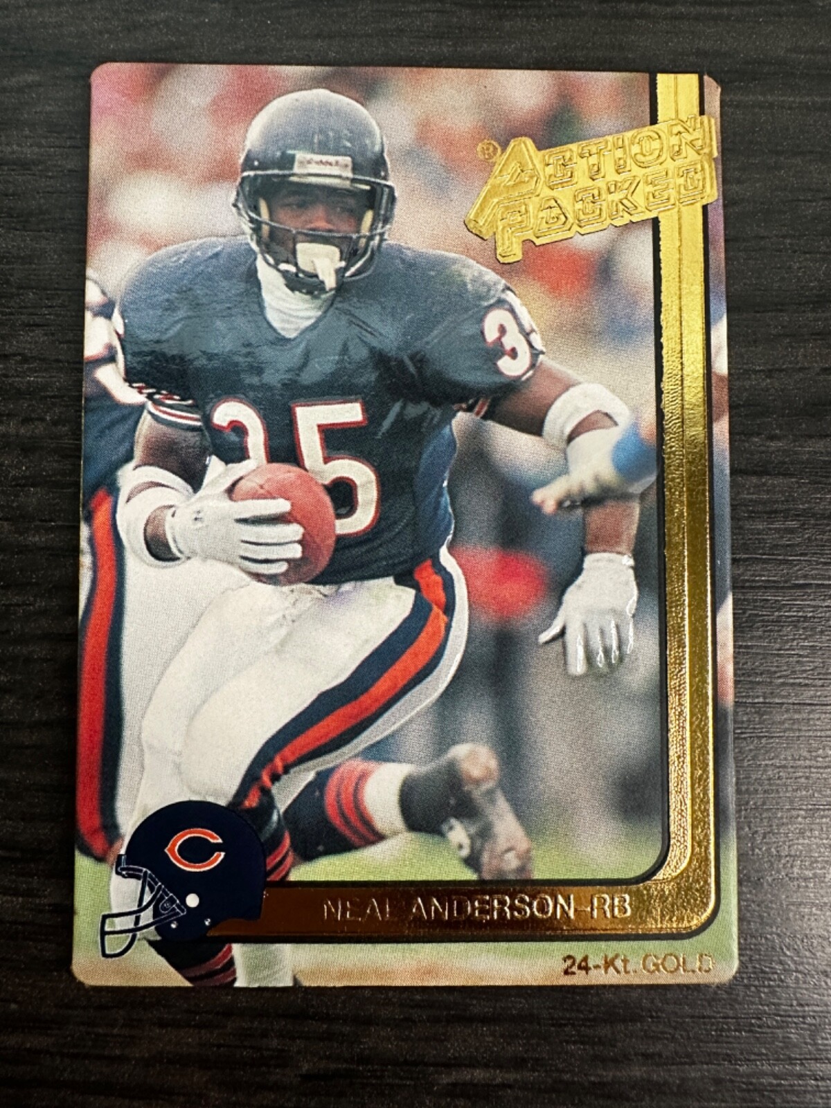 1991 Hi-Pro 24 Kt Gold ACTION PACKED Football, Neal Anderson  #6G Embossed -92