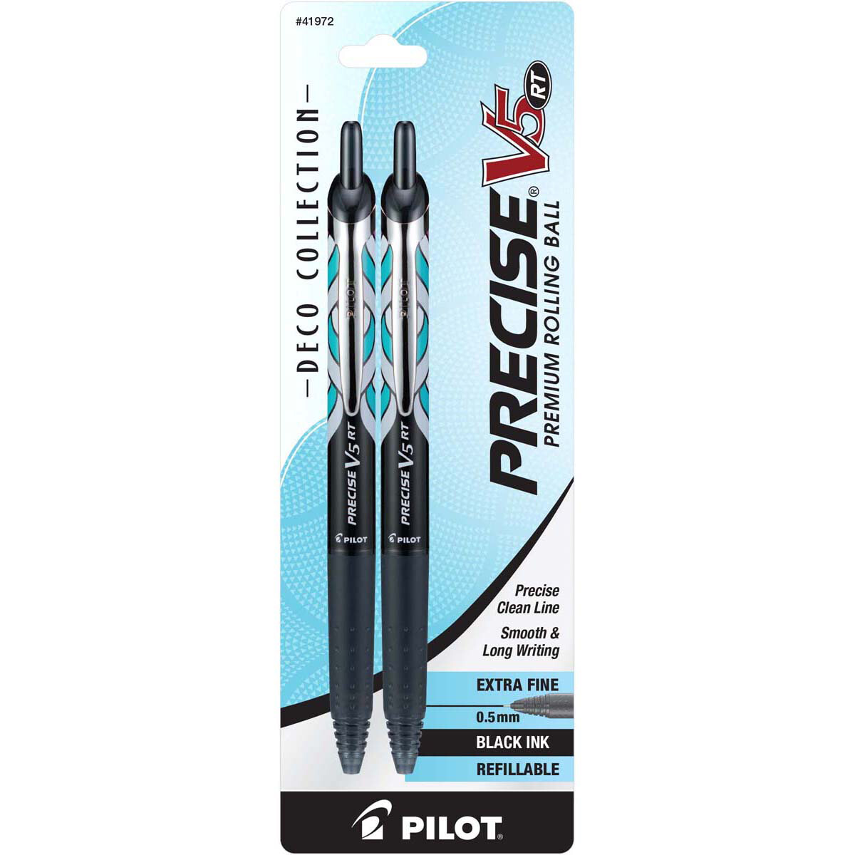 Pilot Precise V5 Premium Roller Pen X-Fine 2/Pkg Retractable, Deco Black