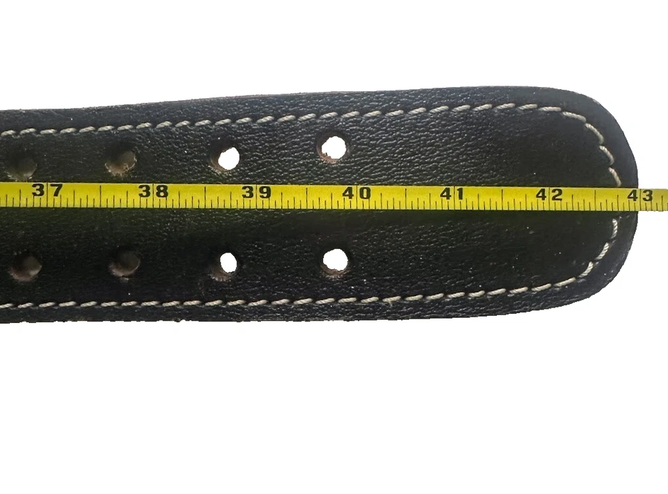 "Cinturón de levantamiento de pesas de cuero Weider XL 43"" largo negro cinturón de gimnasio cintura inferior espalda" Foto 3 de 4