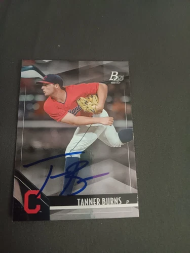 TANNER BURNS SIGNED MLB BOWMAN BBC AUTOGRAPH CLEVELAND GUARDIANS