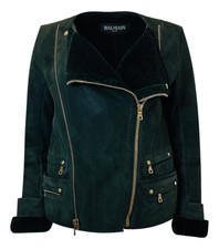 Balmain Lambskin Suede Biker Jacket