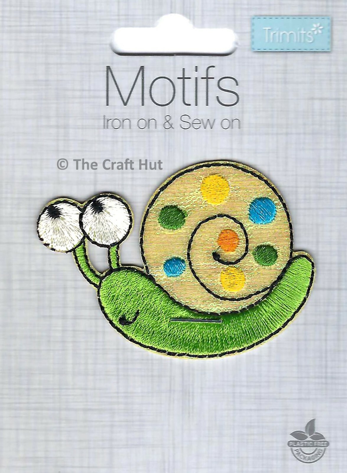 Sew or Iron On Motif Patch Badge Trimits Colourful Snail 7cm x 5cm CFM1\032 New