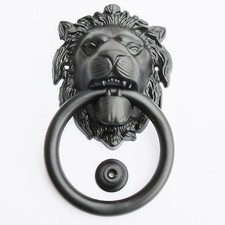 Duża kołatka do drzwi Głowa lwa Mosiądz Czarny (#T-15S)