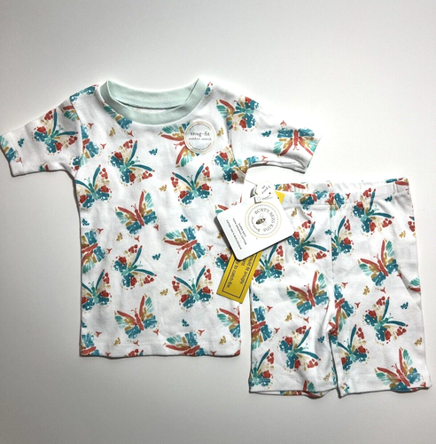 NWT Burt's Bees 100% Organic Cotton Tee & Short PJ Set - BUTTERFLY PATTERN (2T) - Picture 1 of 4