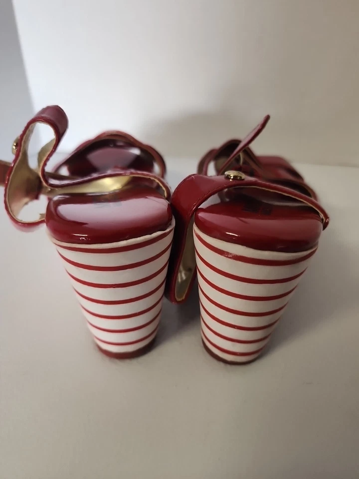 Michael Kors rojo y blanco rayas charol plataforma cuñas talla 3 Foto 3 de 4