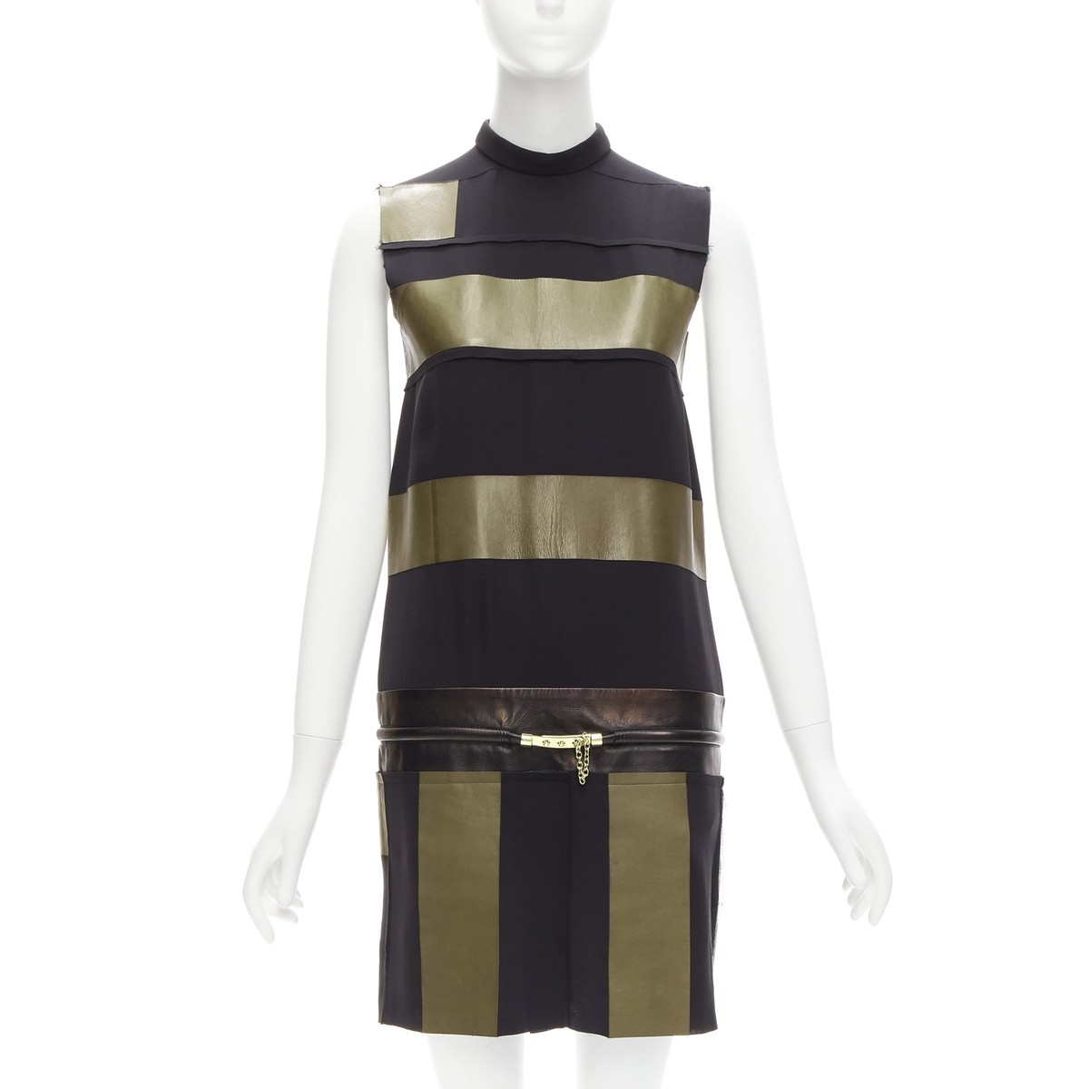 Jupe Céline Phoebe Philo En Cuir & Laine - Taille 36, Bleu Et Noir - Occasion Très Bon État